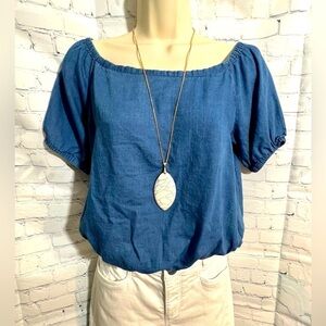 Madewell Indigo Off-the-Shoulder Bubble Top Sz XS